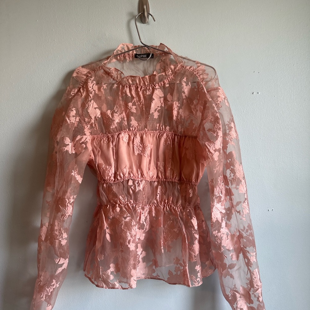 Sheer Floral Pink Top by Boohoo